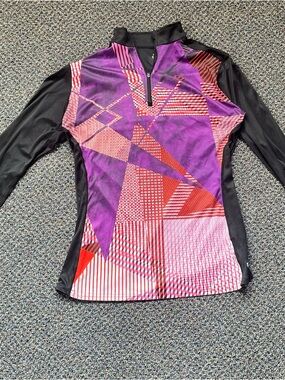 Hot Chillys Women’s Geometric Print Long Sleeve Jersey - Purple & Black